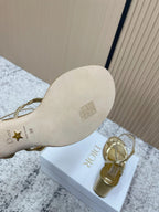 CD 26s High Heel Sandals 80 Gold Champage   Leather 643497
