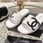 CC 26s Platform Slippers White Black Sheepskin 627073