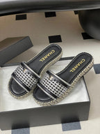 CC 26s Platform Slippers Black Sliver Cowhide 649460