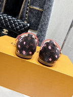 LV 26s Ballet Flats Brown Pink Monogram Leather 610839