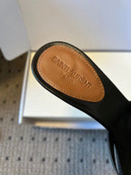 YSL 26ss High Heeled Mules 75 Black Brown Cowhide 651761