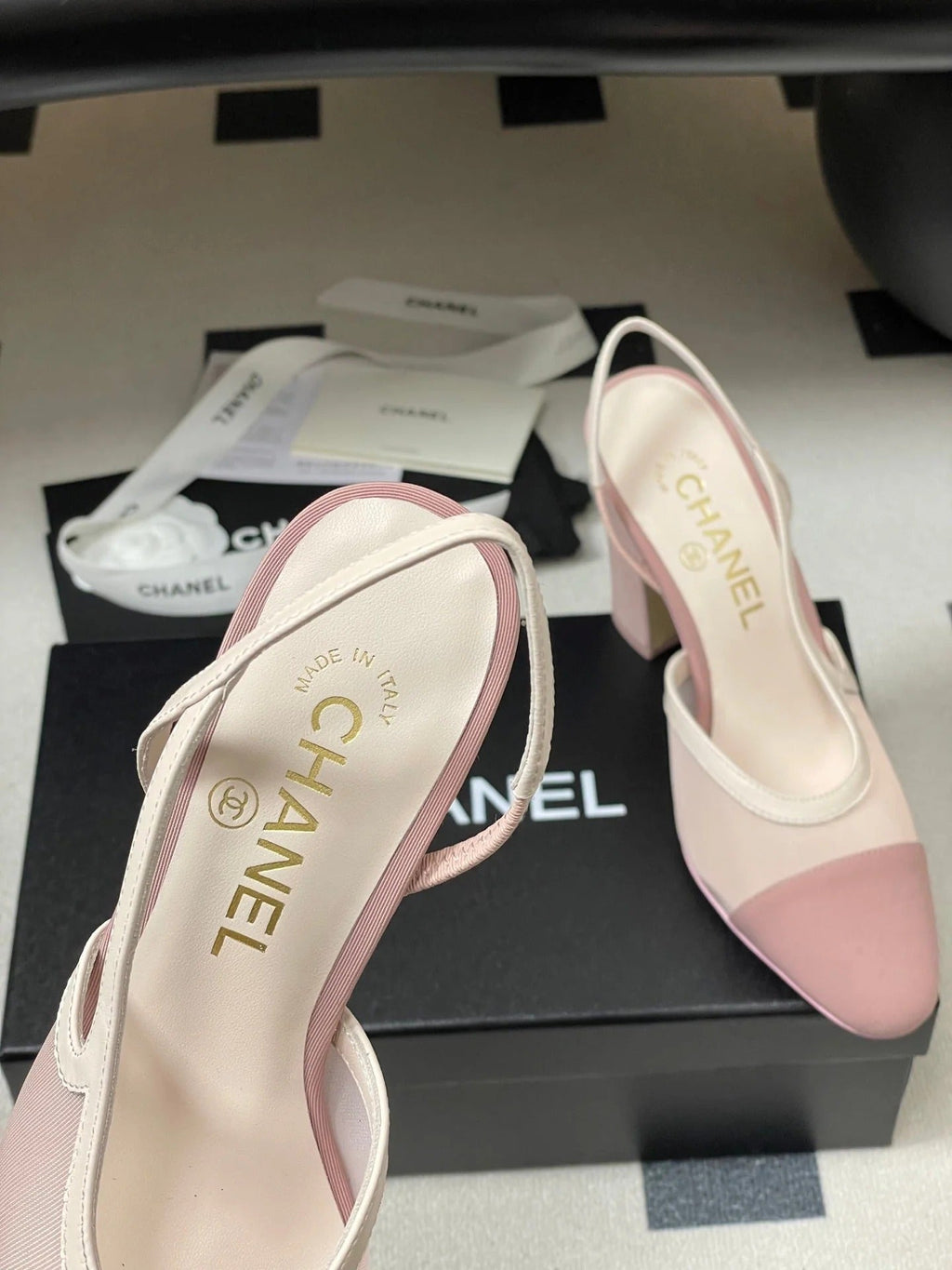 CC 26s Slingback 95 Pink Mesh Fabric Sheepskin 649439