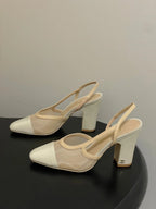 CC 26s Slingback 95 Beige Mesh Fabric Sheepskin 649440