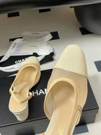 CC 26s Slingback 65 Beige Mesh Fabric Sheepskin 649444