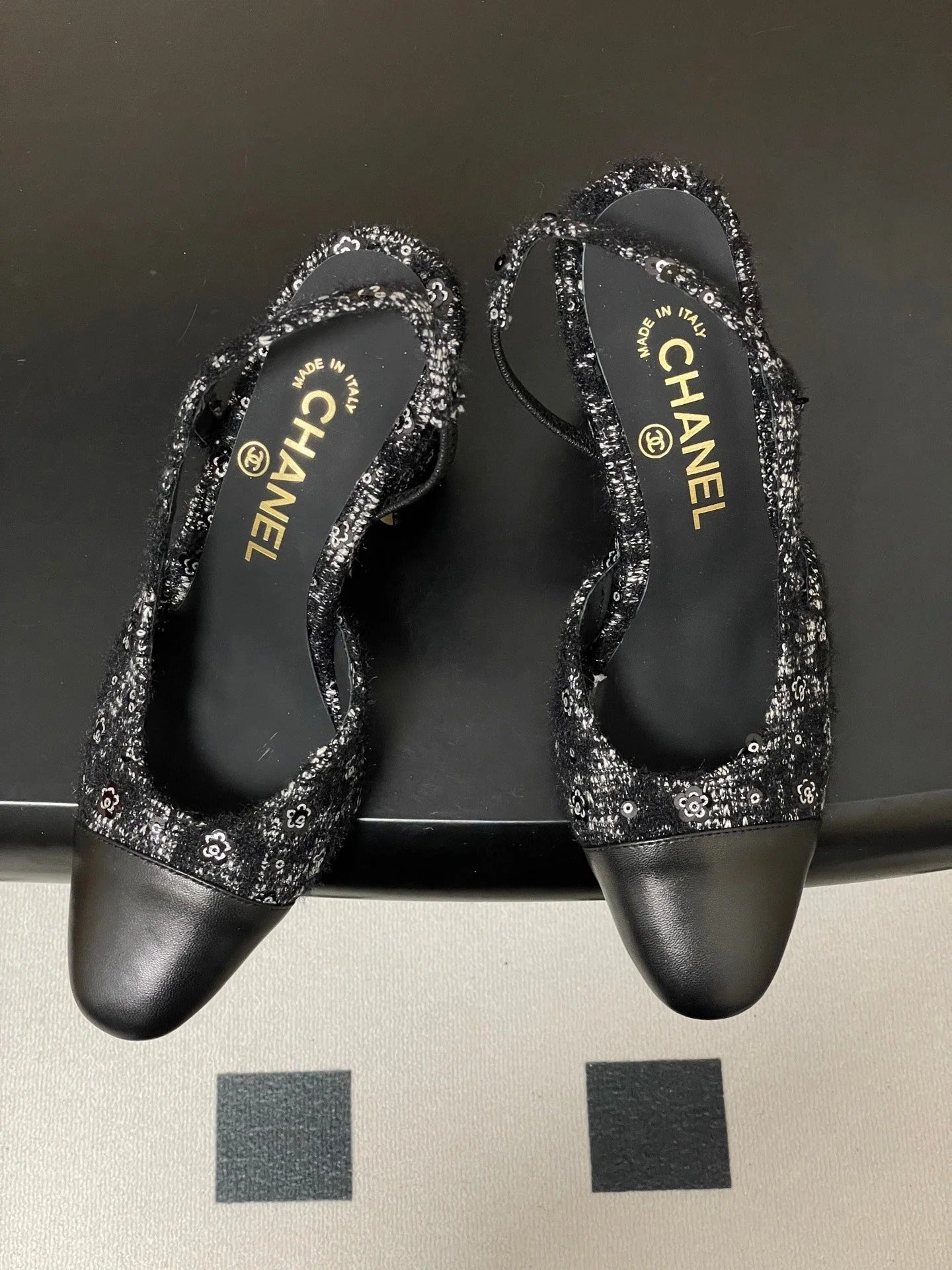CC 26s Slingback 95 Black Tweed Sheepskin 649418
