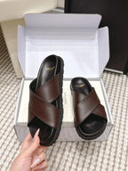 YSL 26ss Platform Slippers Dark Brown Sheepskin 663214
