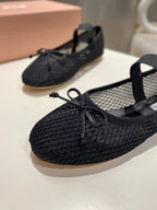 MARY JANE FLAT IN BLACK MESH