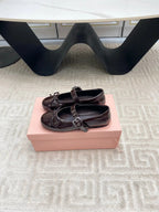 BOW MARY JANE FLAT IN ESPRESSO NAPLAK LAMBSKIN