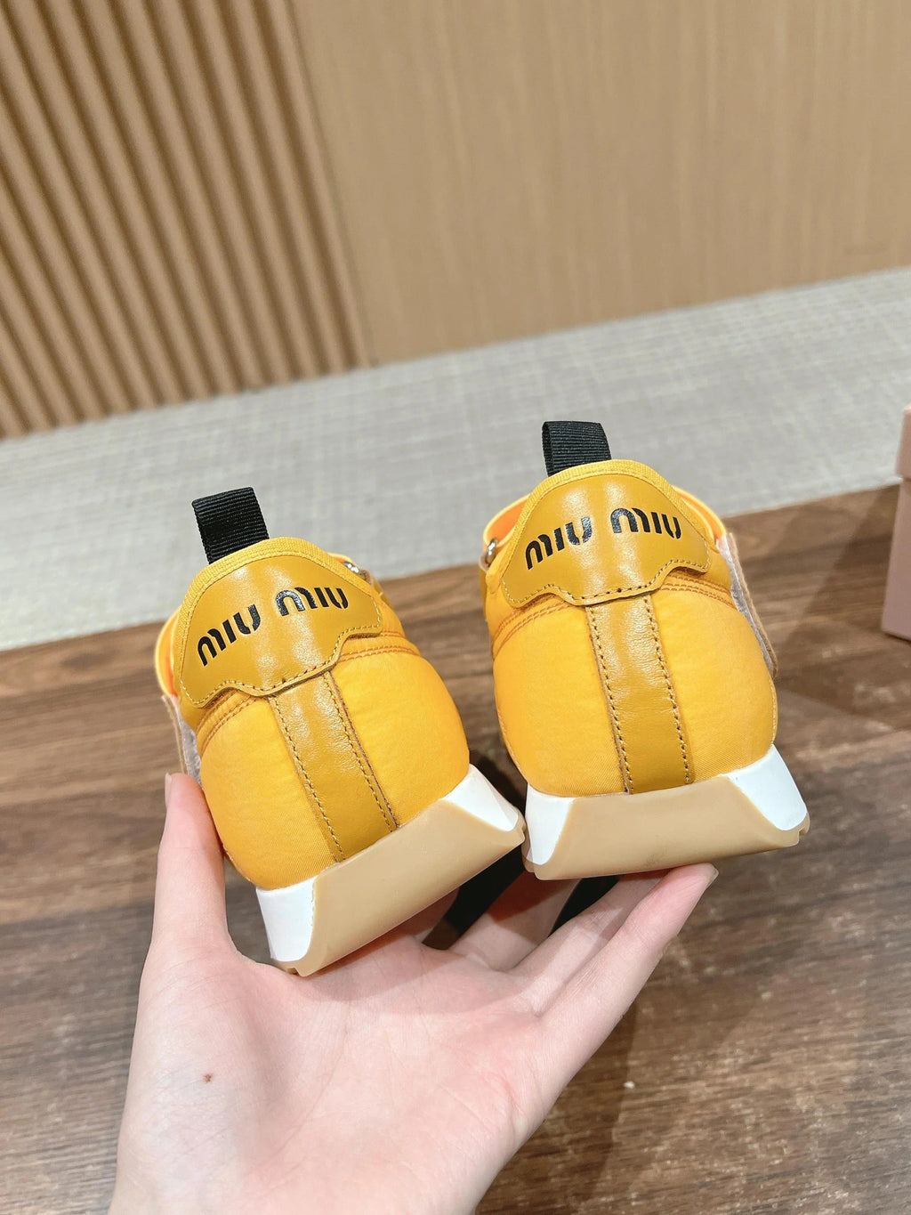 BALLET SHOES IN YELLOW LAMBSKIN AND FABRIC ANTI-SLIP RUBBER SOLE