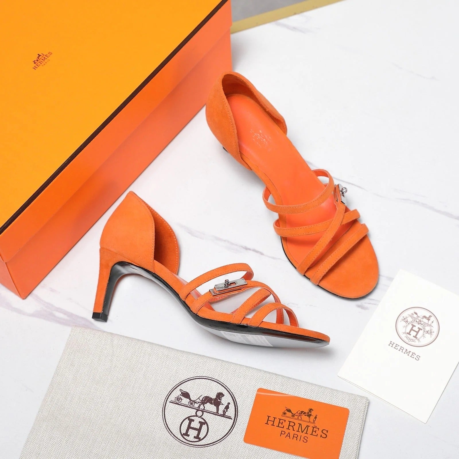 HM 26ss Sandals 65 Orange Suede 601230