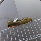 BALLET FLAT SHOES DARK OLIVE COLOR SHEEPSKIN