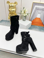 SL ANKLE BUCKLE BOOT PLATFORM BLACK SUEDE