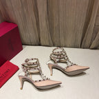Valentino Rockstud Caged Pumps 65mm Nude Patent Leather 239635