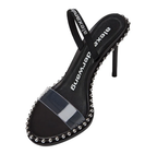 Alexander Wang Nova Logo Sandal in Black Leather
