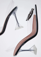 Amina Muaddi Begum Glass 90mm Slingback Pump White transparent PVC Goatskin