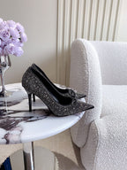 High-heels Pump Crystals 10cm Black With Crystals