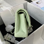 Medium Classic Flap Bag 23cm Light Green Lambskin Silver Hardware