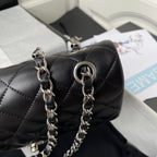 Medium Classic Flap Bag 23cm Black Lambskin Silver Hardware