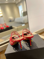 alaia mule 85 fishnet red heart lambskin