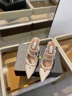 alaia mule 85 fishnet cream heart lambskin