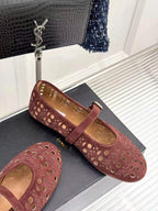 ALAIA MARY JANE FLATS CHOCOLATE BROWN SUEDE